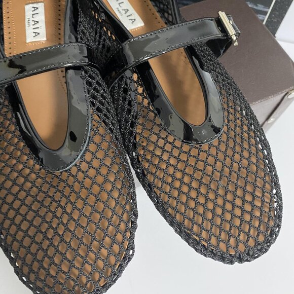 Alaia Black Mesh Flats with Buckle - Picture 5 of 6